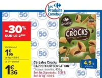 Céréales Crocks CARREFOUR SENSATION Chocolat noisettes