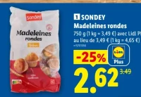 Sondey Madeleines rondes Nature