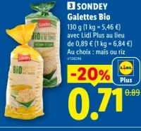 Sondey Galettes Bio maïs ou riz