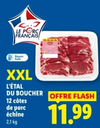 L'étal du boucher 12 côtes de porc échine
