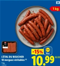 L'Étal du Boucher 18 merguez véritables
