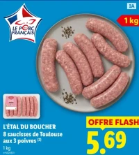 L'Étal du Boucher 8 saucisses de Toulouse aux 3 poivres