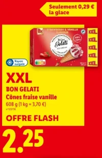 Bon Gelati Cônes fraise vanille XXL