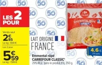 Emmental râpé CARREFOUR CLASSIC