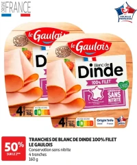 Tranches de blanc de dinde 100% filet Le Gaulois