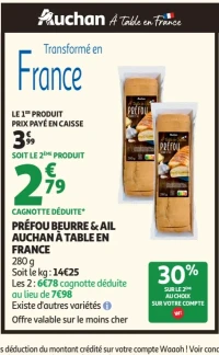 Préfou beurre & ail Auchan À Table en France