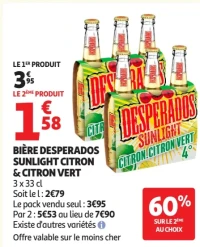Bière Desperados Sunlight Citron & Citron Vert