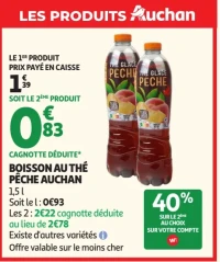 Boisson au thé pêche Auchan