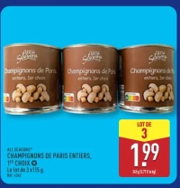 ALL SEASONS® CHAMPIGNONS DE PARIS ENTIERS, 1ER CHOIX