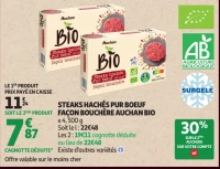Steaks Hachés Pur Boeuf Façon Bouchère Auchan Bio