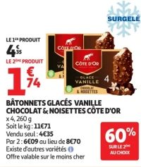 Bâtonnets glacés vanille chocolat & noisettes Côte d'Or