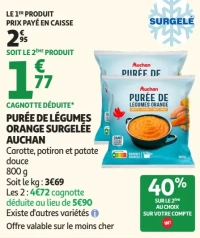 Purée de légumes orange surgelée Auchan