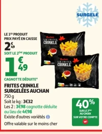 Frites crinkle surgelées Auchan