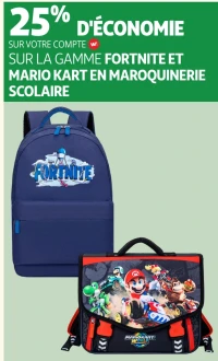 Maroquinerie scolaire gamme Fortnite et Mario Kart