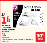 Auchan Pochette 12 feuilles papier à dessin