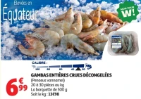 Gambas entières crues décongelées Le Poissonnier