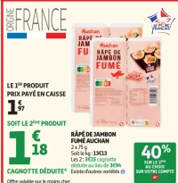 Râpé de jambon fumé Auchan