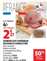 Jambon cuit supérieur Auchan le Charcutier