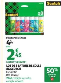 Lot de 8 batons de colle 8g Scotch Metalistic