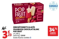 Mini bâtonnets glacés framboise chocolat blanc Pop Fruit