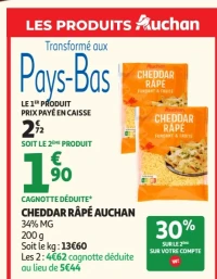 Cheddar râpé Auchan