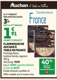 Flammekueche Auchan à table en France