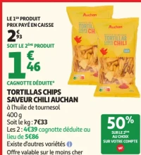 Auchan Tortillas Chips Saveur Chili