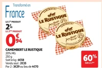 Camembert Le Rustique 20% MG
