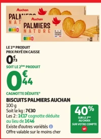 Biscuits Palmiers Auchan