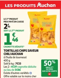 Tortillas Chips Saveur Chili Auchan