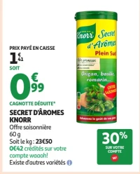 Secret d'Arômes Origan, basilic, romarin Knorr
