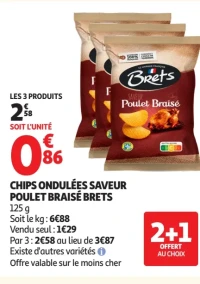 Chips ondulées saveur poulet braisé Brets