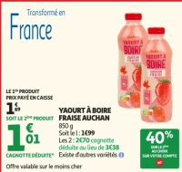 Yaourt à boire fraise Auchan