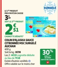 Colin d'Alaska sauce citronnée MSC surgelé Auchan