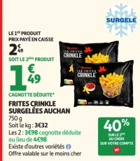 Frites crinkle surgelées Auchan