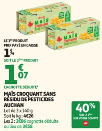 Maïs croquant sans résidu de pesticides Auchan