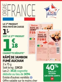 Râpé de jambon fumé Auchan