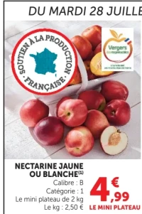 Nectarine jaune ou blanche
