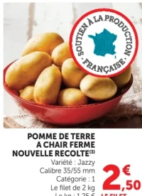Pomme de terre à chair ferme nouvelle récolte Jazzy