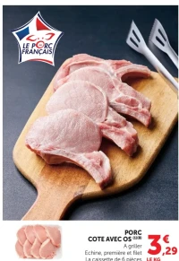Côtes de porc avec os à griller Le Porc Français