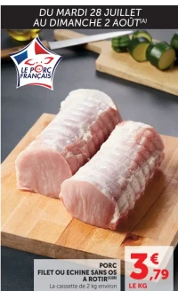 Porc filet ou échine sans os à rôtir