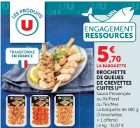 Brochette de queues de crevettes cuites U