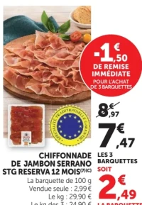 Chiffonnade de jambon Serrano STG Reserva 12 mois