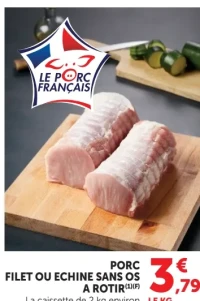 Filet ou échine de porc sans os à rôtir