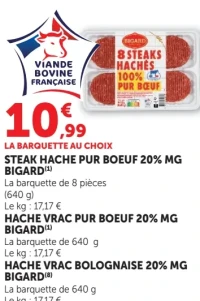 Steak haché pur boeuf 20% MG Bigard