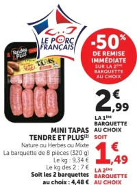 Mini tapas Tendre et Plus (nature ou herbes ou mixte)