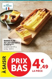Bande flan au lait entier U