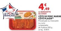 Côte de porc mariné Côté Plaisir