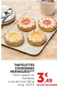 Tartelettes Couronnes Meringuées Citron, passion ou framboise