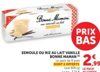 Semoule ou riz au lait vanille Bonne Maman